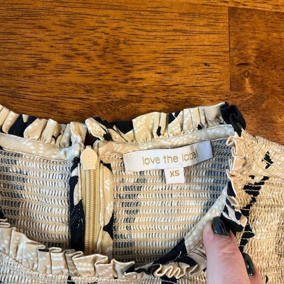 Love the Label Womens Fiona Top Khushi print cream black size XS - Picture 3 of 6